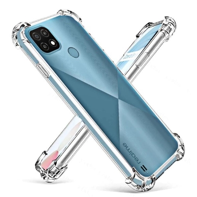 Picture of For Oppo Realme C21Y Transparent 6D Crystal silicone Bumper case antiShock corner Clear back cover