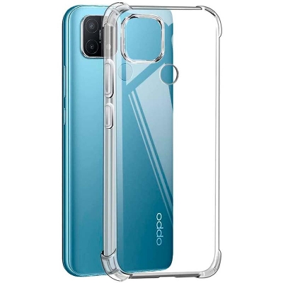 Picture of For Oppo A15 Transparent 6D Crystal silicone Bumper case antiShock corner Clear back cover
