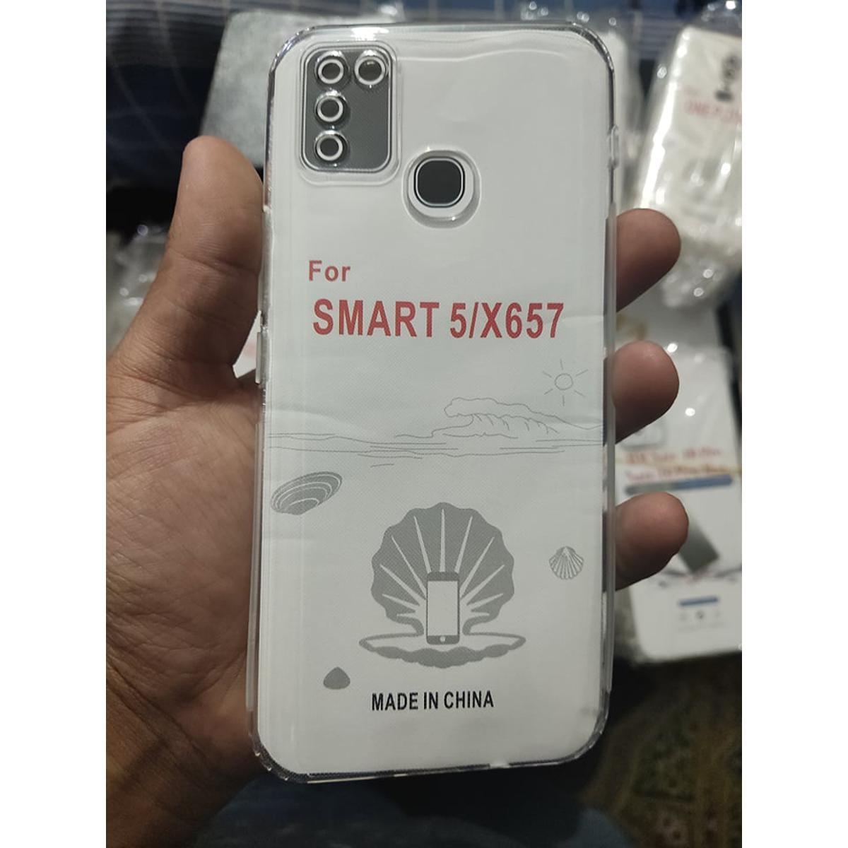 Picture of For Tecno Smart 5 Transparent 6D Crystal silicone Bumper case antiShock corner Clear back cover