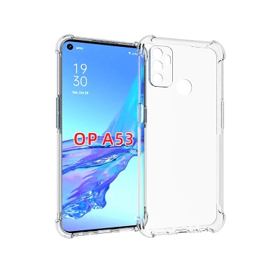 Picture of For Oppo A53 Transparent 6D Crystal silicone Bumper case antiShock corner Clear back cover