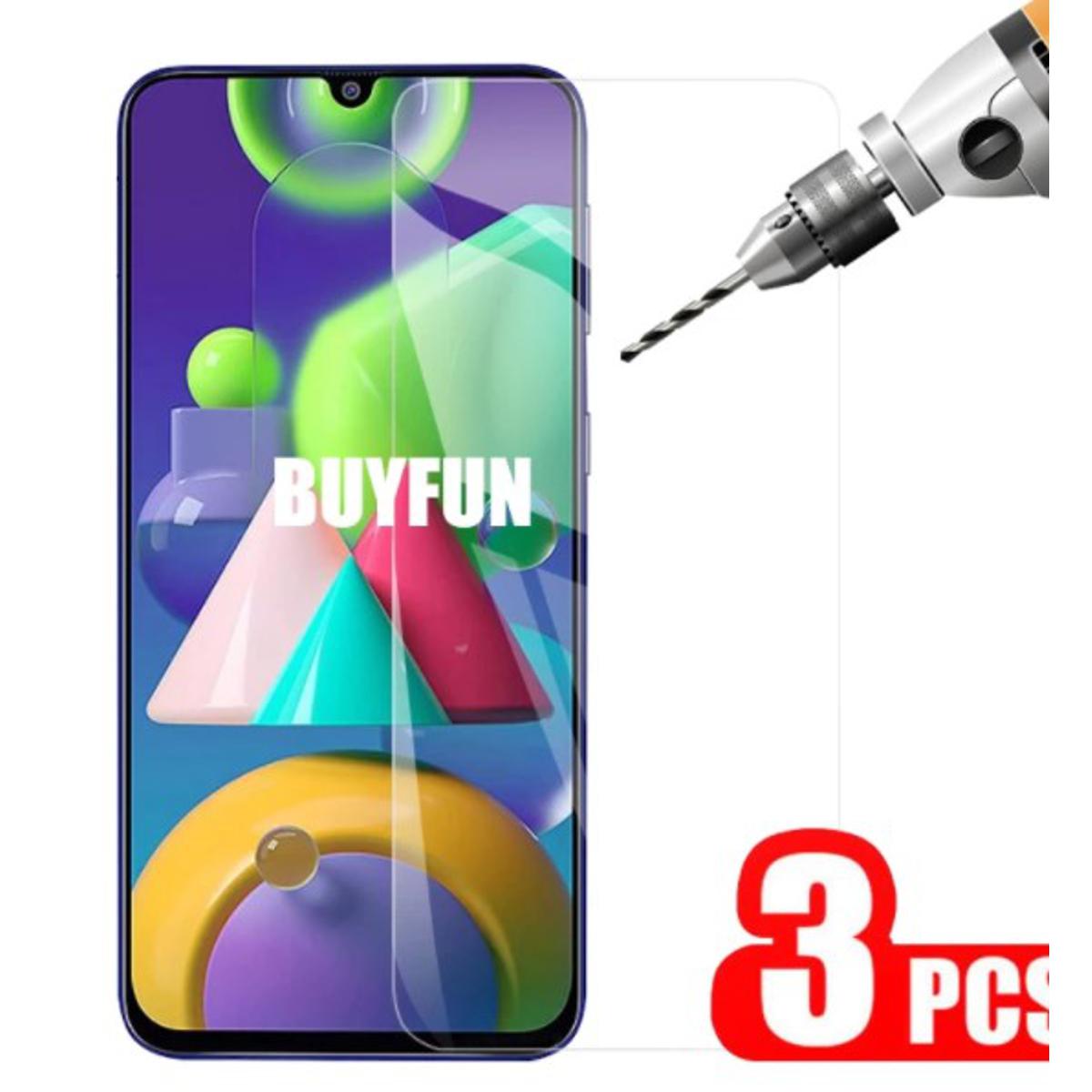 Picture of 3Pcs Glass For Samsung Galaxy M20s Screen Protector Full Water Color Transparent Tempered Glass