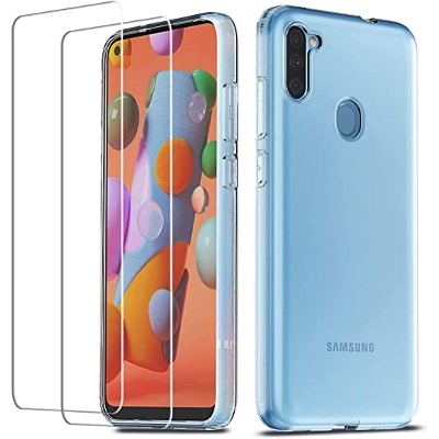 Picture of 3Pcs Glass For Samsung Galaxy M11 Screen Protector Full Water Color Transparent Tempered Glass