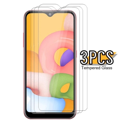 Picture of 3Pcs Glass For Samsung Galaxy A01 Screen Protector Full Water Color Transparent Tempered Glass
