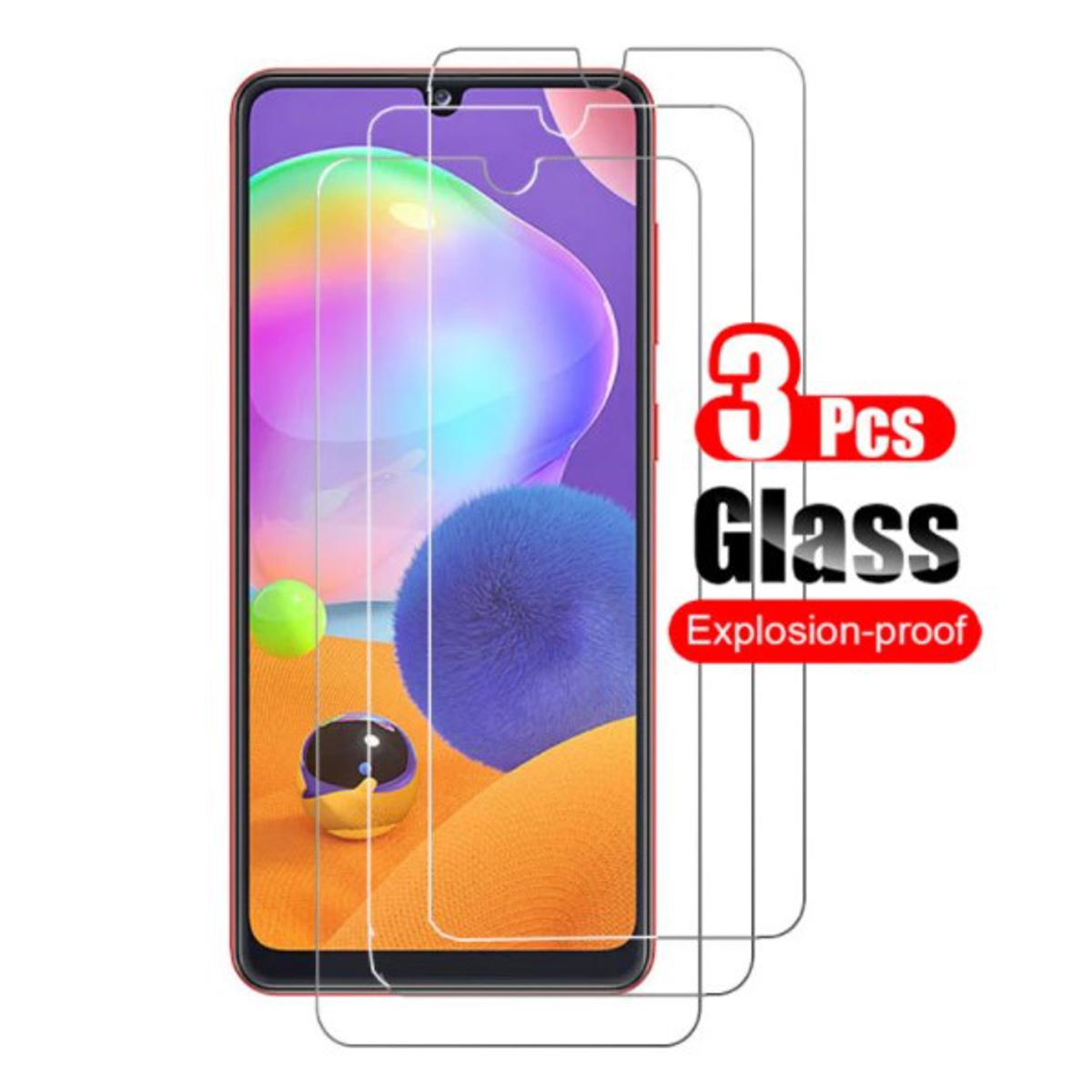 Picture of 3Pcs Glass For Samsung Galaxy A31 Screen Protector Full Water Color Transparent Tempered Glass