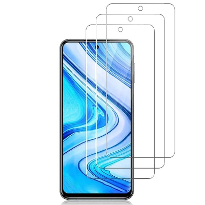 Picture of 3Pcs Glass For Xiaomi Redmi Note 9 Pro Screen Protector Full Water Color Transparent Tempered Glass