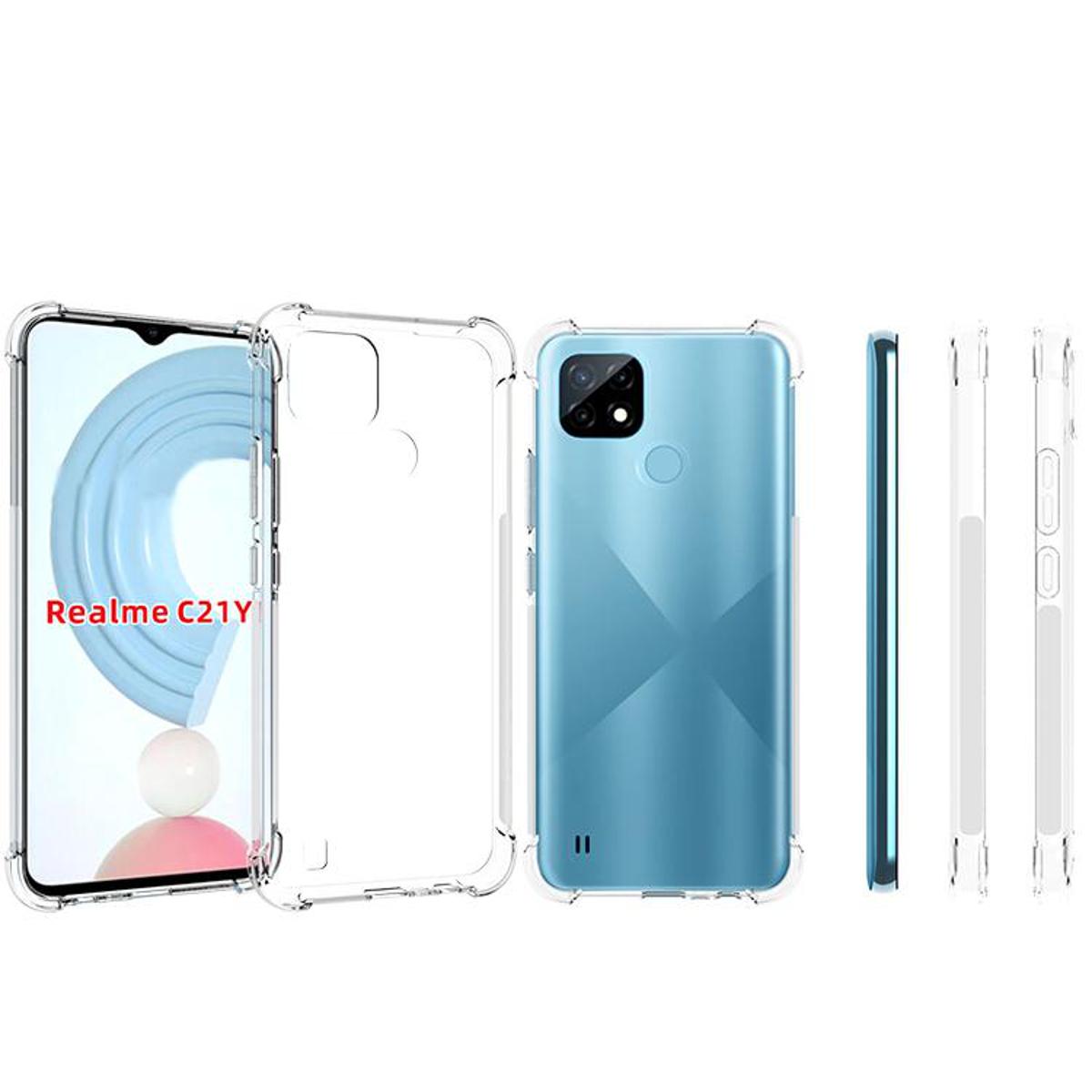Picture of For Oppo Realme C21y Transparent 6D Crystal silicone Bumper case antiShock corner Clear back cover