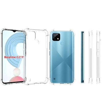 Picture of For Oppo Realme C21y Transparent 6D Crystal silicone Bumper case antiShock corner Clear back cover