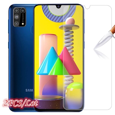 Picture of 2Pcs Glass For Samsung Galaxy M30 Screen Protector Full Water Color Transparent Tempered Glass