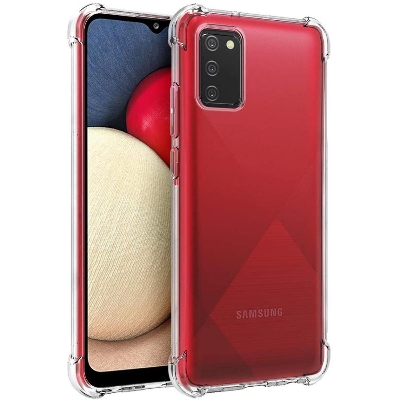 Picture of For Samsung Galaxy A02s ultra Slim Transparent anti shock side bumper corner 4D Crystal clear camera cutting cover