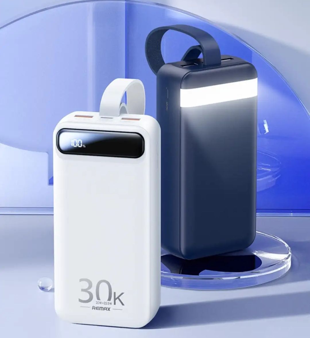 Picture of REMAX RPP-522 20W+22.5W PD+QC Powerbank 30000 mah Portable Smart Multi-compatible Fast Charging Power Bank 30000mah-BLUE
