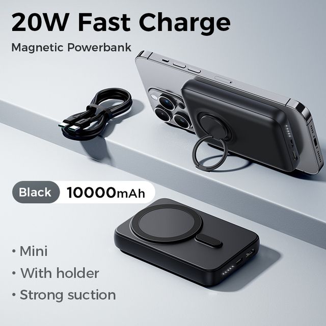 Picture of Joyroom JR-W050 20W Magnetic Wireless Power Bank with Ring Holder 10000mAh