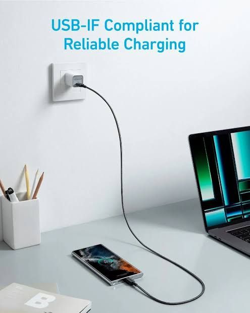 Picture of Anker 322 USB-C To USB-C Cable 60W Nylon Braided  Safe charging cable 3ft