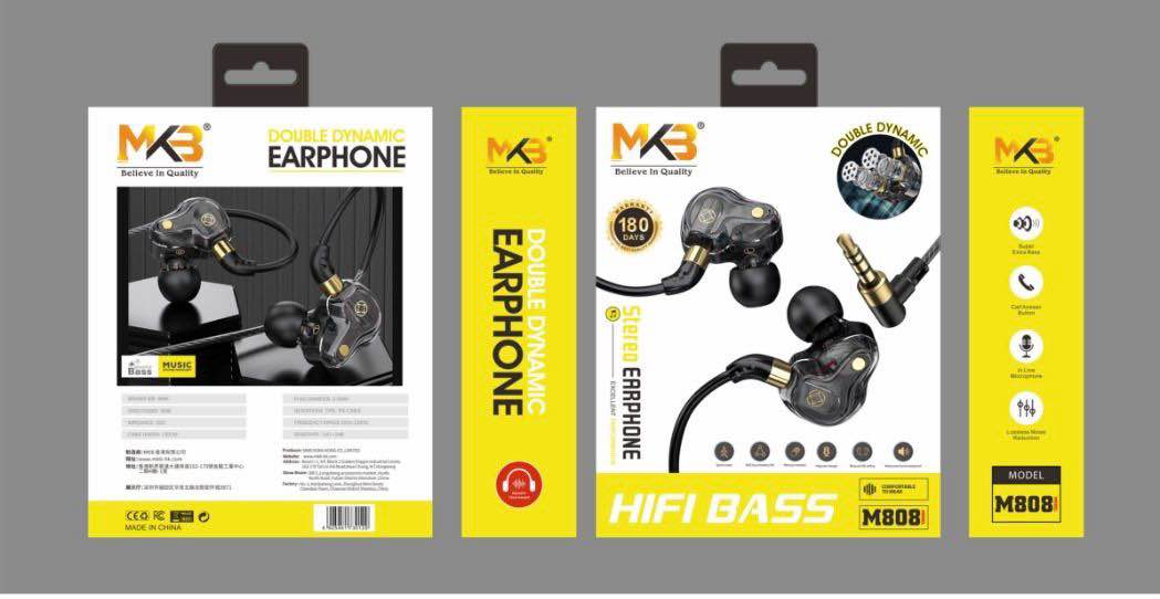 Picture of MKB M808 Dual Dynamic spekaer Hifi Bass Earphone