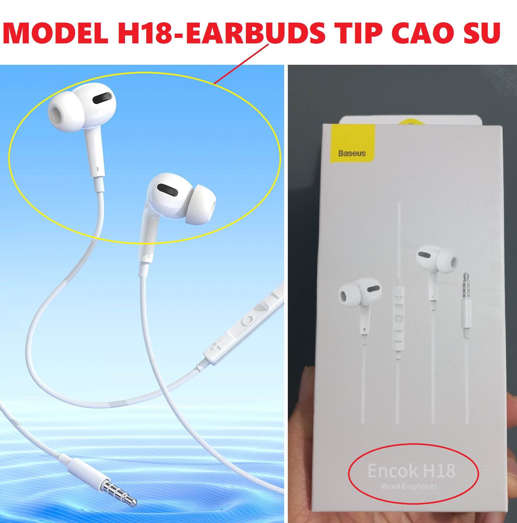 Picture of Baseus enock h18 wired earphone 3.5mm