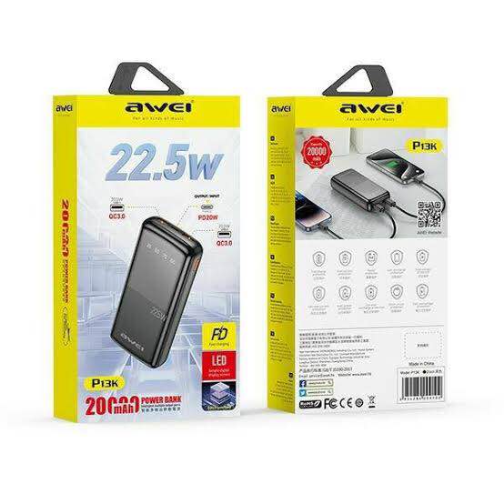 Picture of Awei P13K 22.5W Powerbank 20000mah Fast Charging