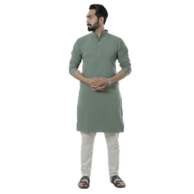 Picture of Olive panjabi for men new collection 2025 stylist | Cotton panjabi for men new collection 2025 | Panjabi for men olive colour