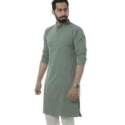 Picture of Olive panjabi for men new collection 2025 stylist | Cotton panjabi for men new collection 2025 | Panjabi for men olive colour