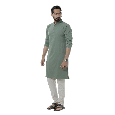 Picture of Olive panjabi for men new collection 2025 stylist | Cotton panjabi for men new collection 2025 | Panjabi for men olive colour