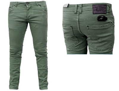 Picture of Olive color denim pant for men new collection 2024 | High quality stretch denim pant for men