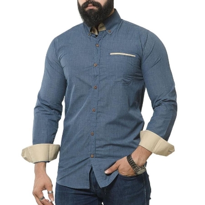 Picture of Formal shirt for men blue | Blue shirt for men high quality brand