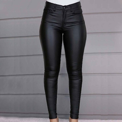 Picture of Black jeggings for women | Black leather pants for women stylish | Pant for women jeggings style