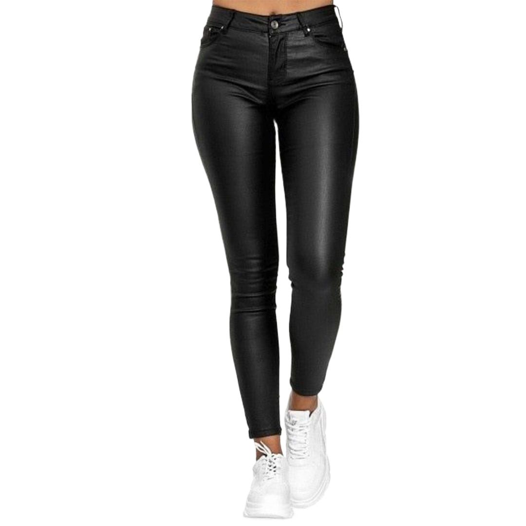 Picture of Black jeggings for women | Black leather pants for women stylish | Pant for women jeggings style