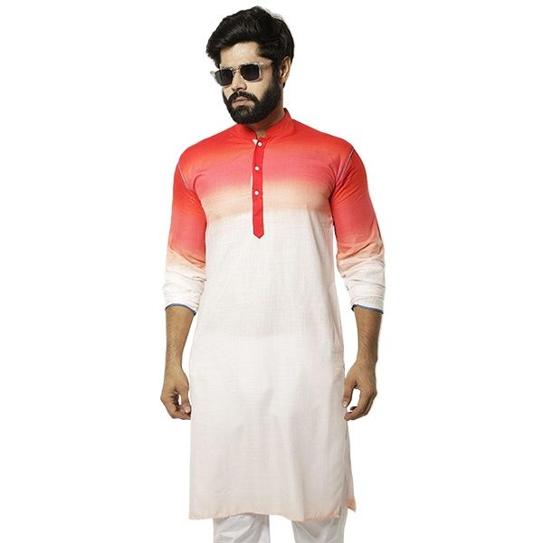 Picture of Stylish panjabi for men new collection 2024 brand | low price kurta for men new collection 2024 | 100% Cotton fabrics for panjabi - gaye holud | wedding dress for men | Blue , yellow and red panjabi for men