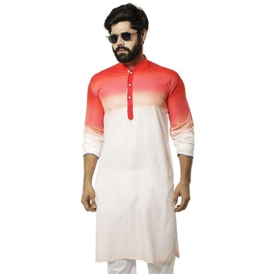 Picture of Stylish panjabi for men new collection 2024 brand | low price kurta for men new collection 2024 | 100% Cotton fabrics for panjabi - gaye holud | wedding dress for men | Blue , yellow and red panjabi for men