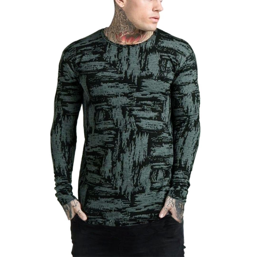 Picture of Full sleeve black tshirt for men new collection 2024 stylist | printed black tshirt for men export quality | tshirt for men black full sleeve