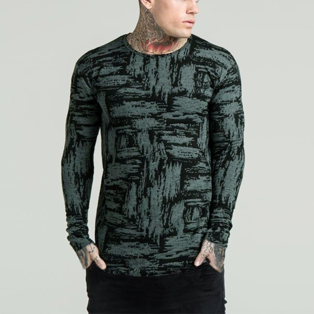 Picture of Full sleeve black tshirt for men new collection 2024 stylist | printed black tshirt for men export quality | tshirt for men black full sleeve
