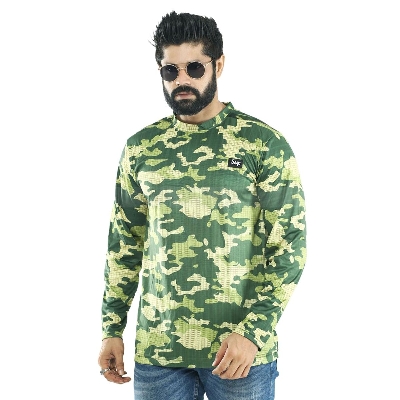 Picture of Deep and light green printed full sleeve tshirt for men stylish | All over printed tshirt for men new collection 2023