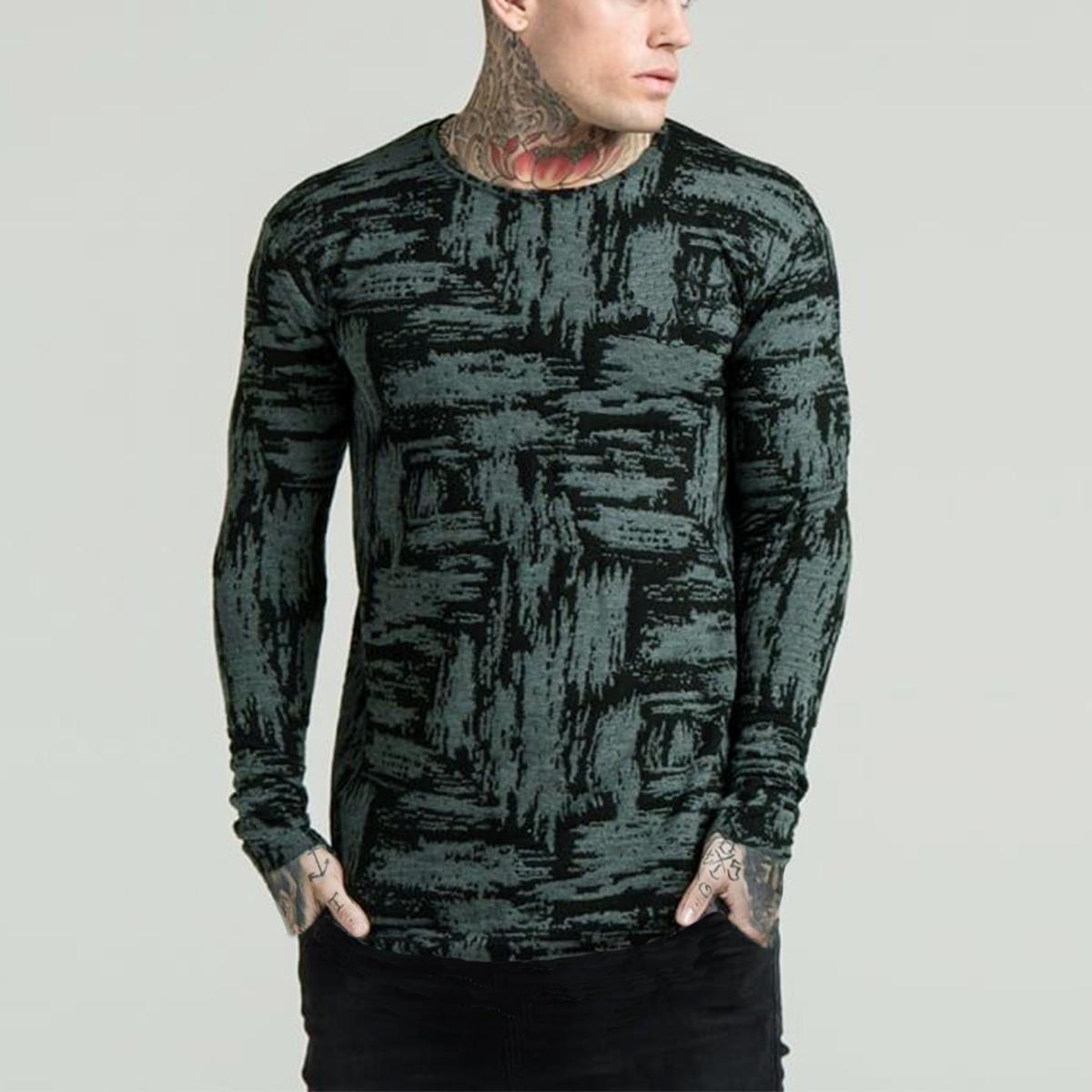 Picture of Black and ash printed full sleeve tshirt for men  All over printed tshirt for men - T Shirt For Man - T Shirt For Man - T Shirt For Man - T Shirt
