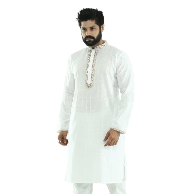 Picture of Panjabi for men cotton white | Premium panjabi for men new collection 2024 | Panjabi for men new collection 2024 stylist brand