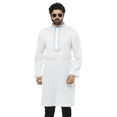 Picture of Panjabi for men cotton white | premium panjabi for men new collection 2024 | panjabi for men new collection 2024 stylist | panjabi for men new collection 2024 brand