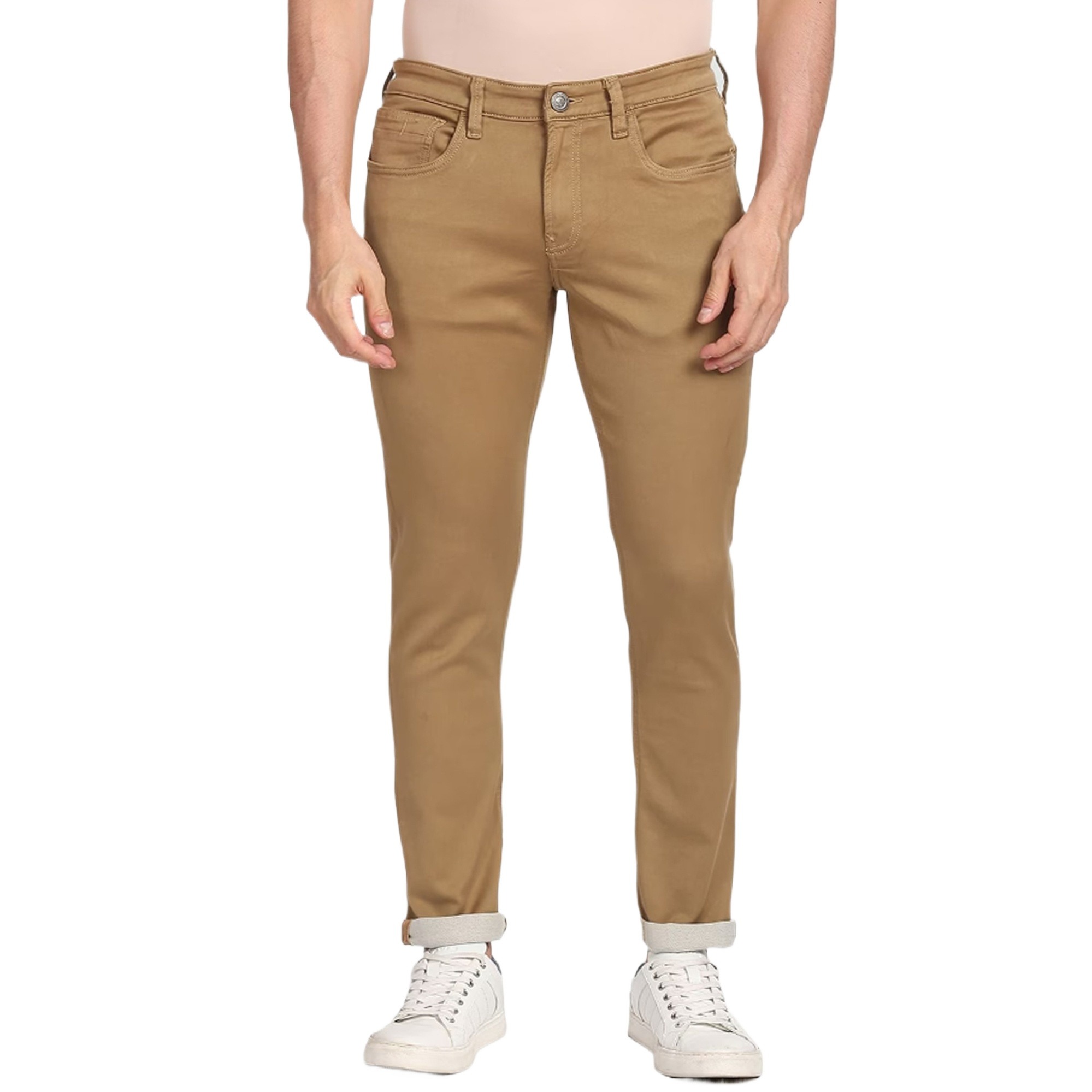 Picture of Narrow denim pants for men khaki | Stretch jeans pants for men new collection 2024