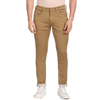 Picture of Narrow denim pants for men khaki | Stretch jeans pants for men new collection 2024