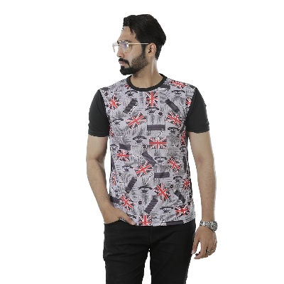 Picture of Printed black tshirt for men 2024 eid | All over printed tshirt for men black |