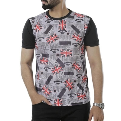 Picture of Printed black tshirt for men 2024 eid | All over printed tshirt for men black |