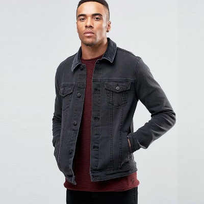 Picture of Denim jacket for men stylish 2023 black | black denim jacket for men