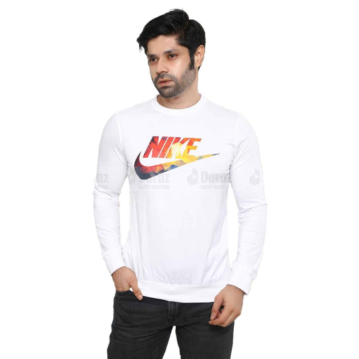 Picture of Full sleeve tshirt for men new collection 2024 | White tshirt for men cotton full sleeve | Printed winter tshirt collection high quality white color