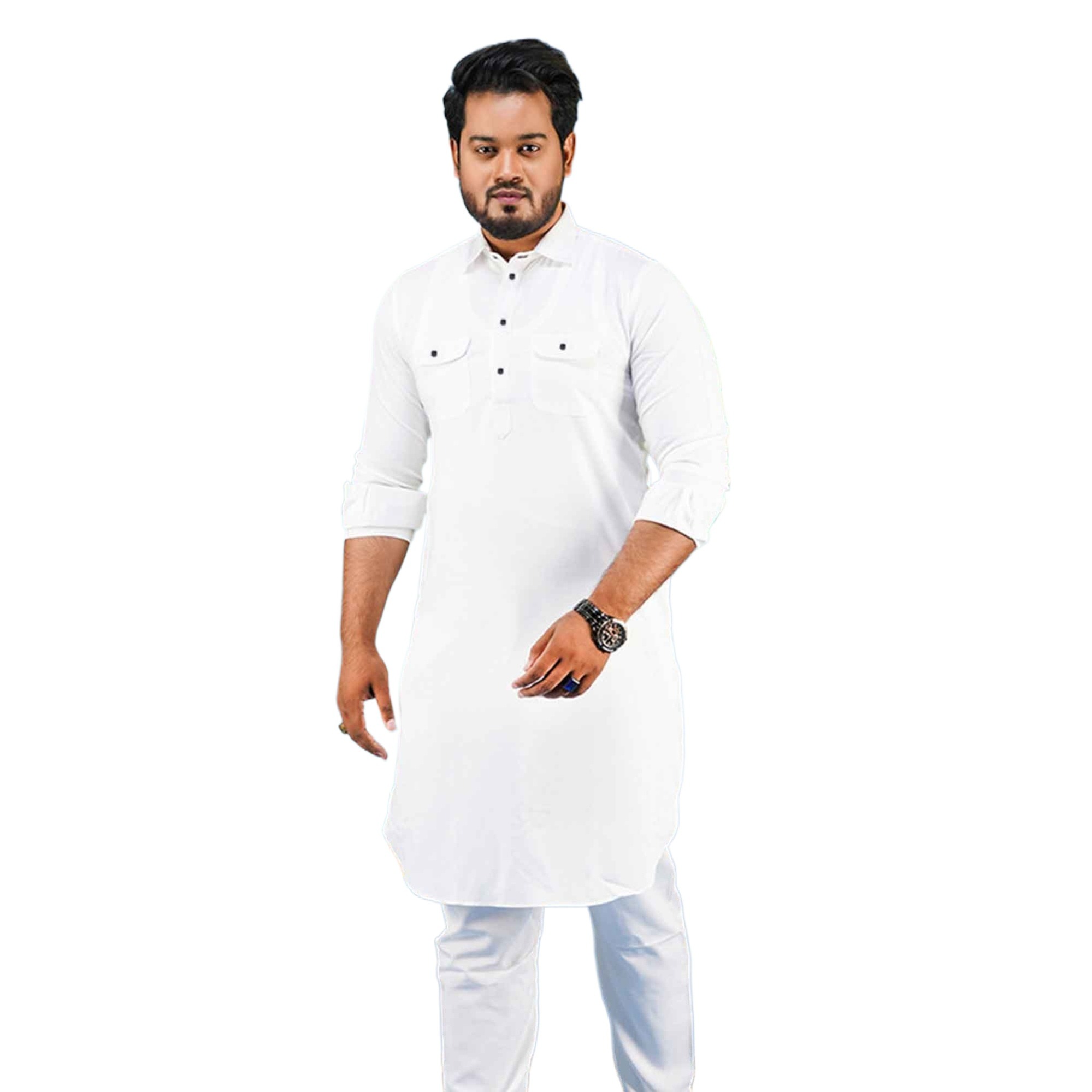Picture of Kabli panjabi for men white | White kabli panjabi for men new collection 2024 | white panjabi for men stylish |  white panjabi for men new collection 2024 |  white panjabi for men cotton | white panjabi for men low price