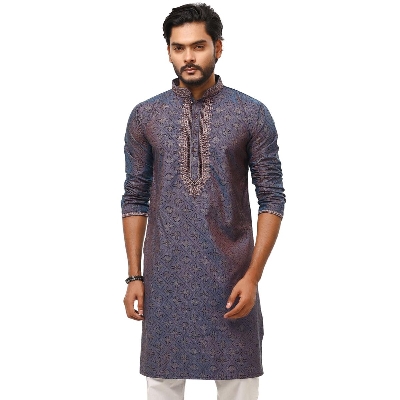 Picture of Purple panjabi for men new collection 2023 eid  Printed cotton panjabi for men