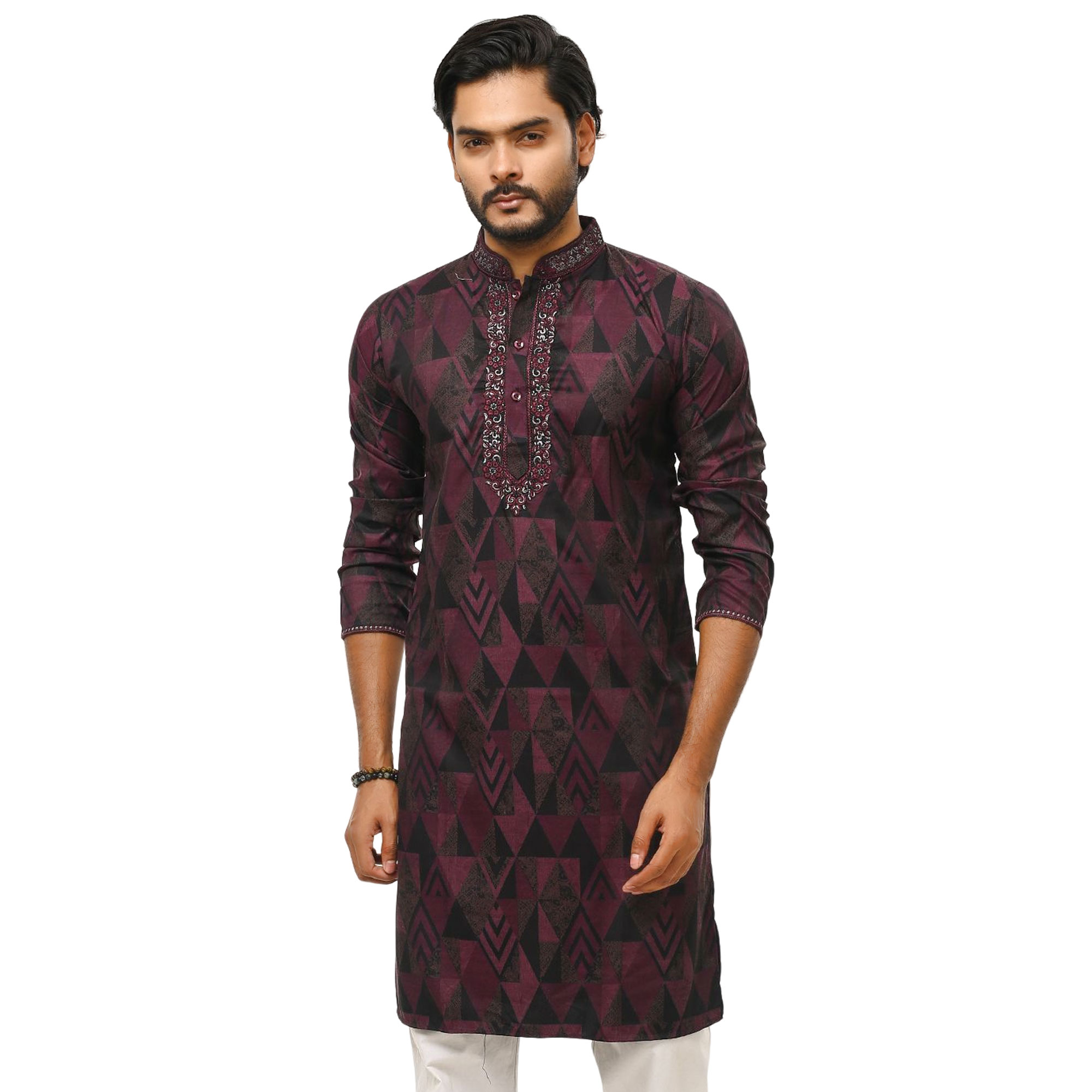 Picture of Printed panjabi for men new collection 2023 eid  purple colour panjabi for men