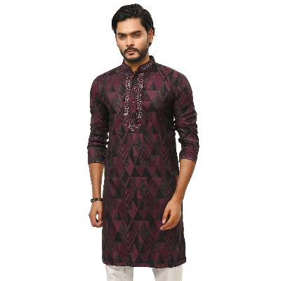 Picture of Printed panjabi for men new collection 2023 eid  purple colour panjabi for men
