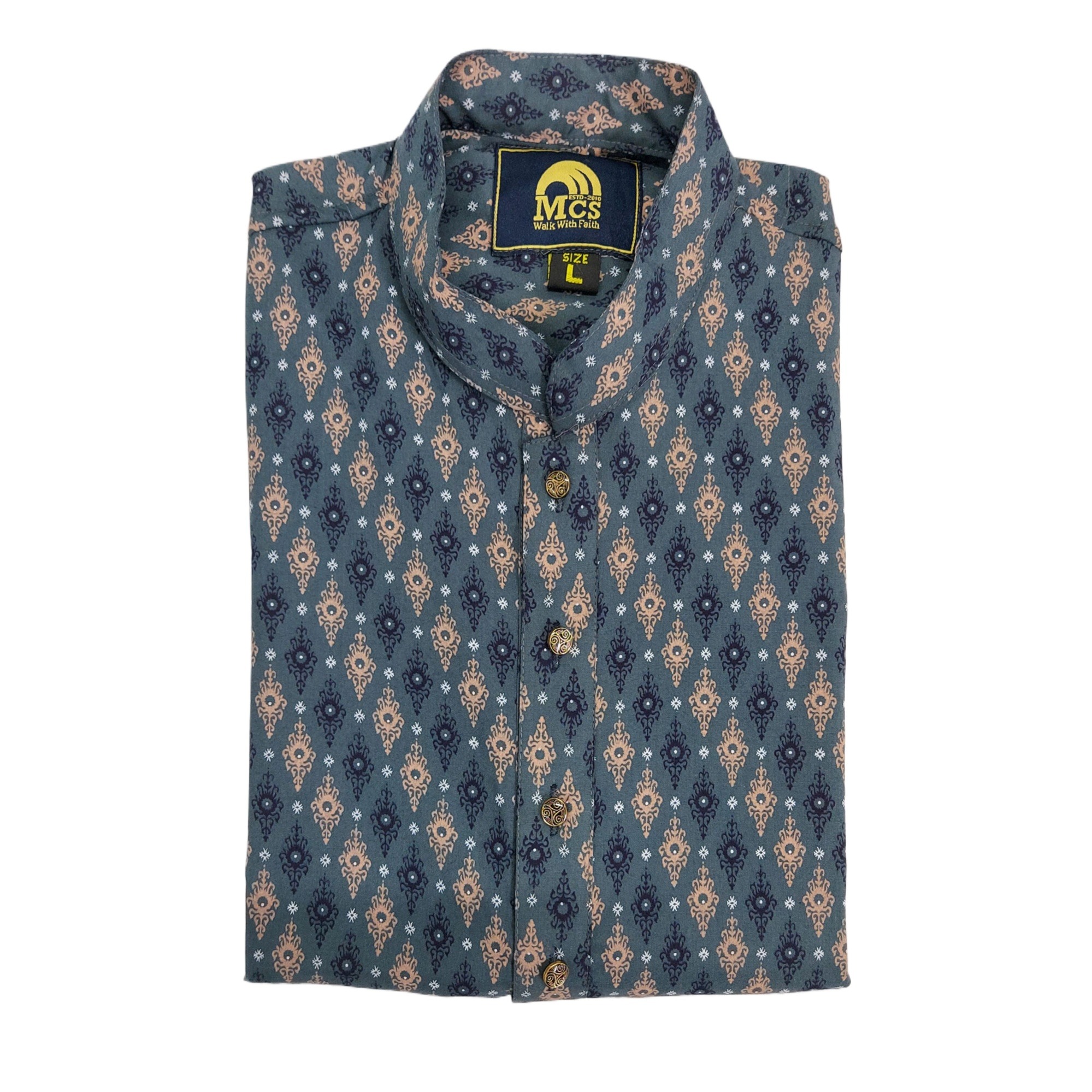 Picture of Deep gray panjabi for men new collection 2024 eid | Printed cotton panjabi for men