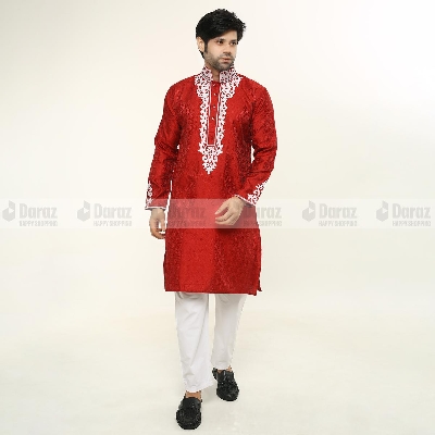 Picture of Indispensable -Premium panjabi for men new collection 2023 | Indian Katan panjabi for men stylish | Red Panjabi for men stylish- Innovative