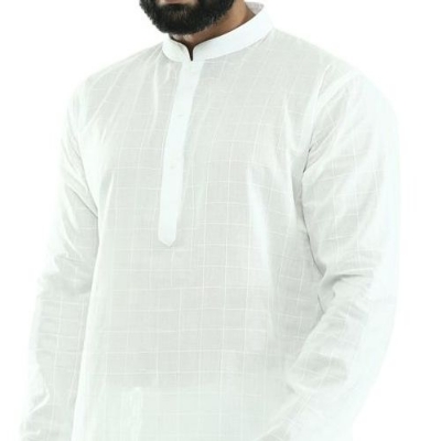Picture of Pure white panjabi for men new collection 2025 eid | Indian cotton panjabi for men | Indian chicken fabrics panjabi collection