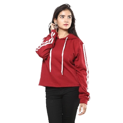 Picture of Ladies hoodie for girls maroon color | Export quality maroon hoodies for women | ladies hoodie jacket collection | Maroon color hoodie for ladies new collection 2023