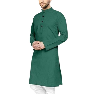Picture of Low price panjabi fro men green color | Green Panjabi for men new collection 2024 stylist | cotton panjabi for men new collection 2024