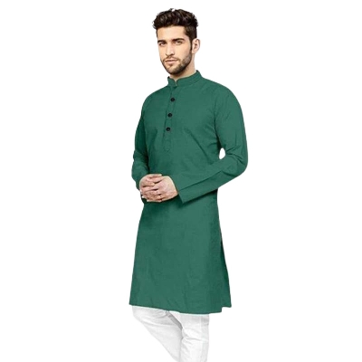 Picture of Low price panjabi fro men green color | Green Panjabi for men new collection 2024 stylist | cotton panjabi for men new collection 2024